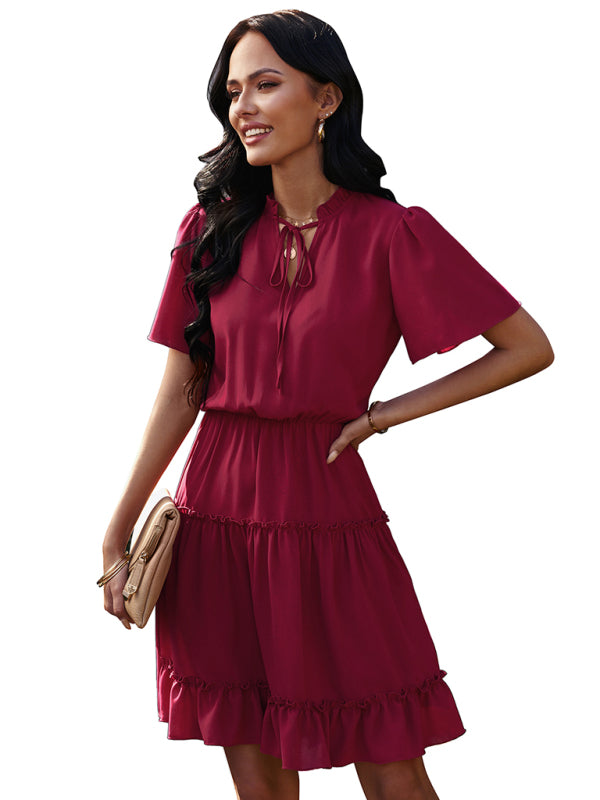 Women's high neck loose Ruffle Dress