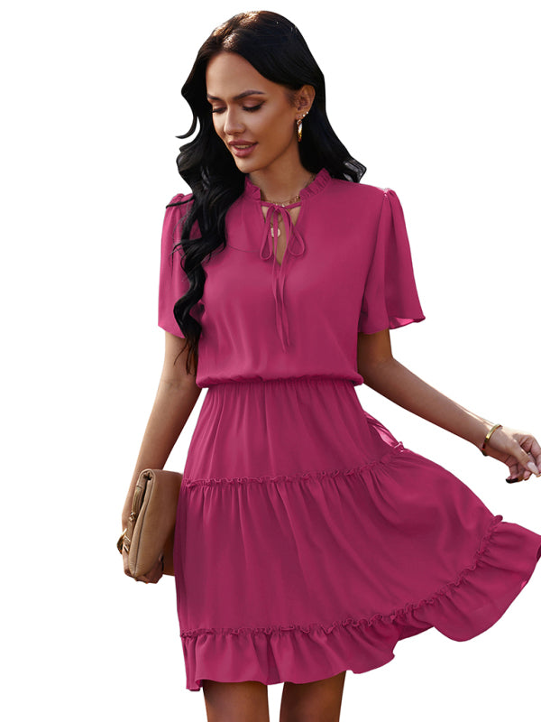 Women's high neck loose Ruffle Dress