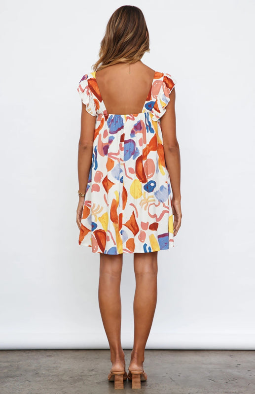 Women's Sleeveless Cute Abstract Print Dress