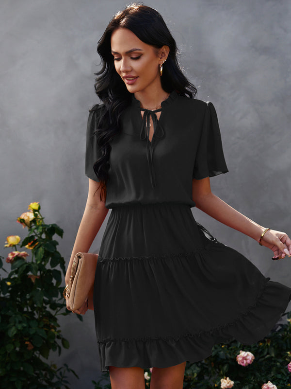 Women's high neck loose Ruffle Dress