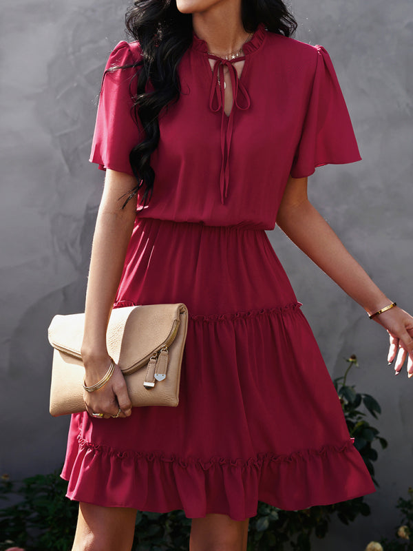 Women's high neck loose Ruffle Dress