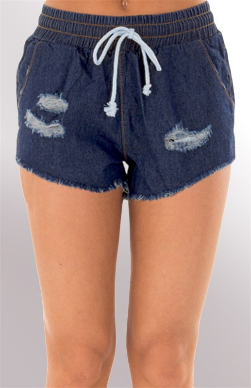 Women's Fashion Wash Distressed Denim Shorts