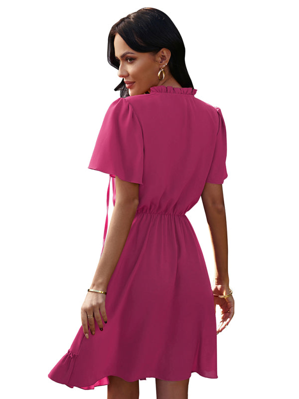 Women's high neck loose Ruffle Dress