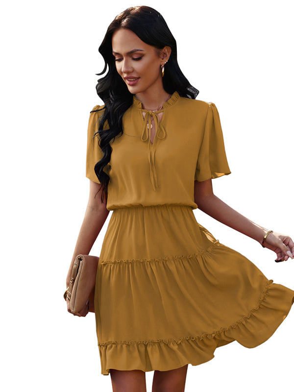 Women's high neck loose Ruffle Dress