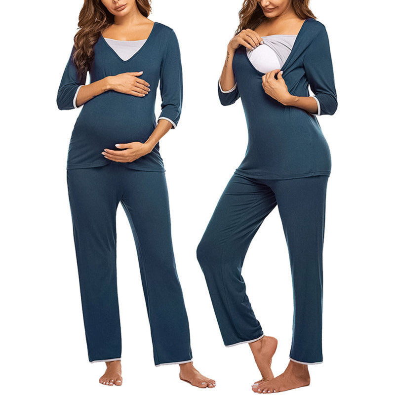 Maternity Soft Maternity Nursing Nursing Pajamas Set