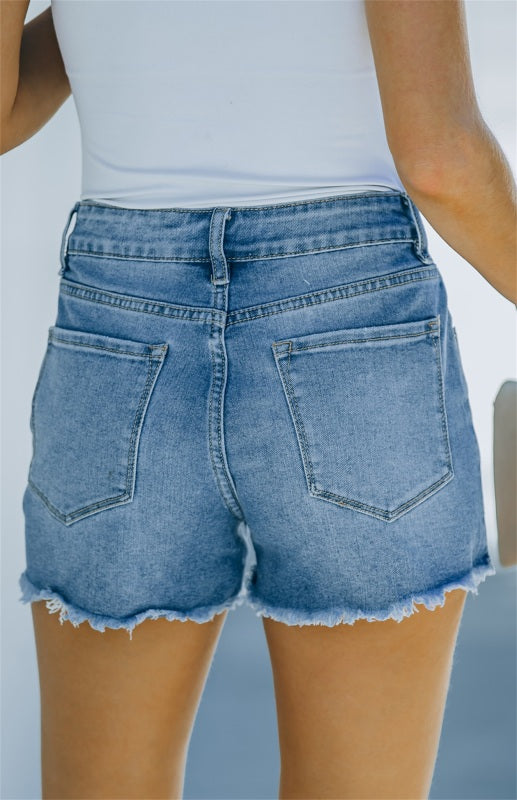 Women's Fashion Distressed Frayed Denim Shorts