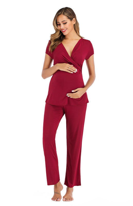 Women'S Cross Neck Short Sleeve Maternity Suit