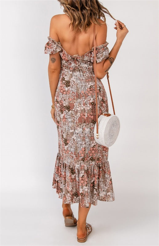 Women's Off Shoulder Ruffle Floral Dress