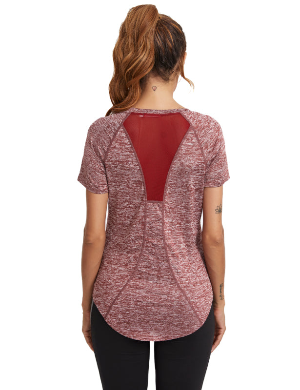 Back Inverted Triangle Stitching Curved Pendulum Quick-Drying T-Shirt Women