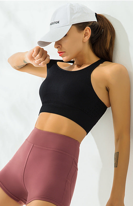 Geometric Mesh Cutout Shockproof Sports Bra