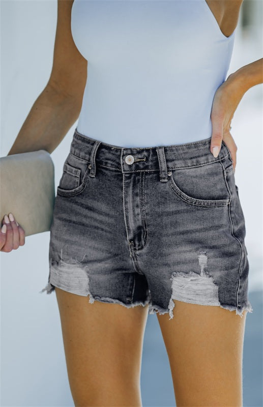 Women's Fashion Distressed Frayed Denim Shorts