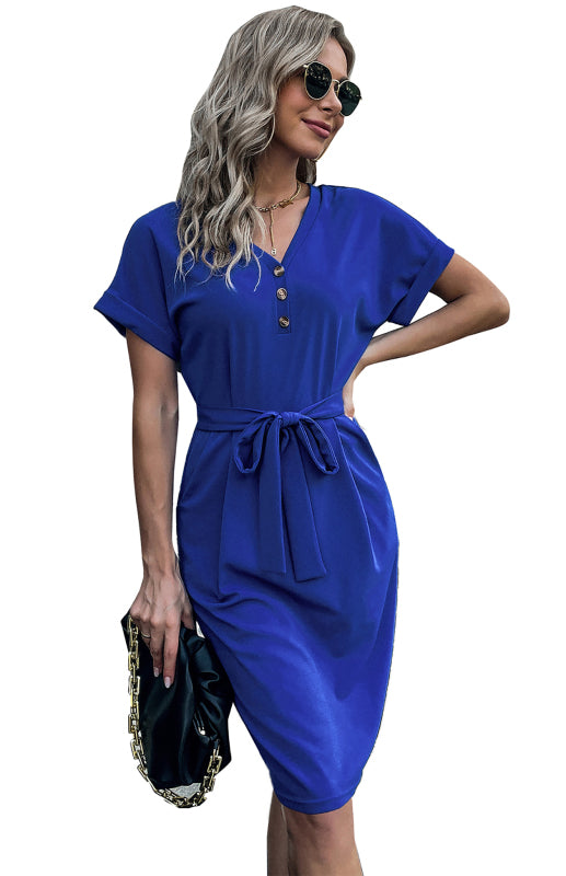 Women's Casual Short Sleeve Solid Color Dress