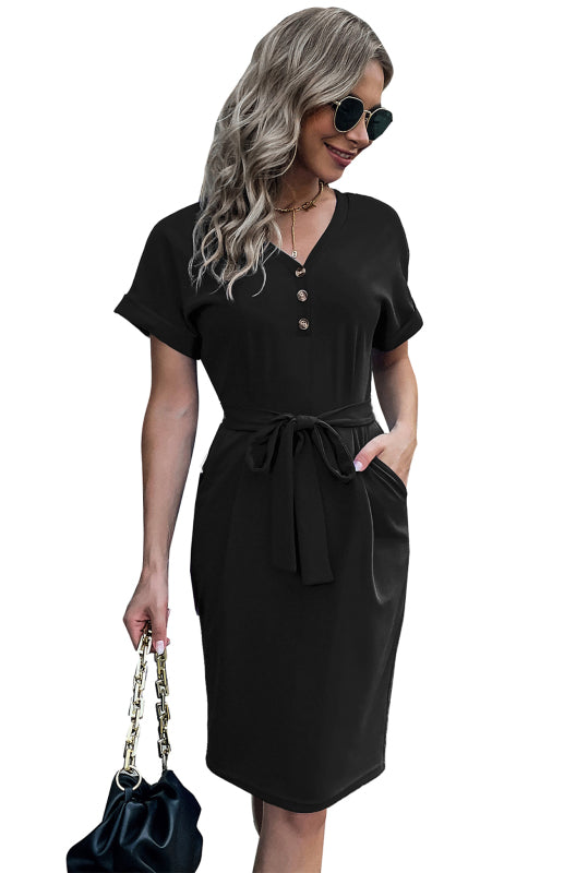 Women's Casual Short Sleeve Solid Color Dress