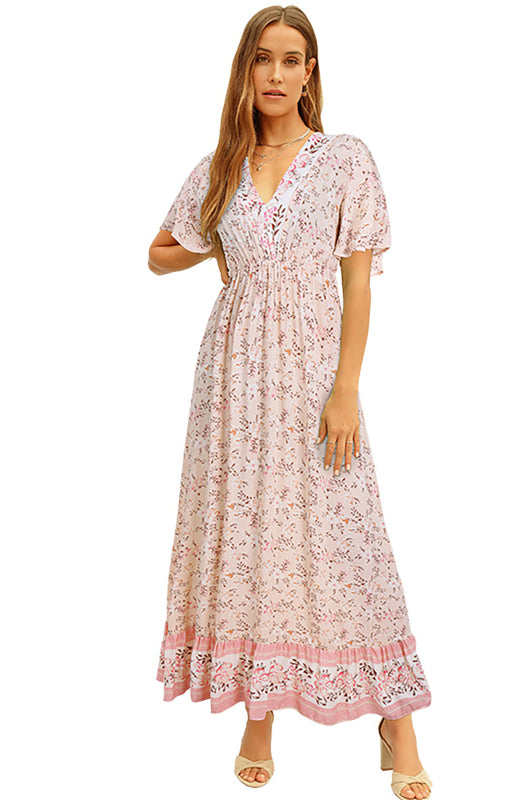 Women's Casual V-Neck Boho Floral Dress