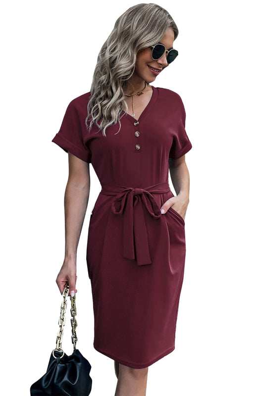 Women's Casual Short Sleeve Solid Color Dress