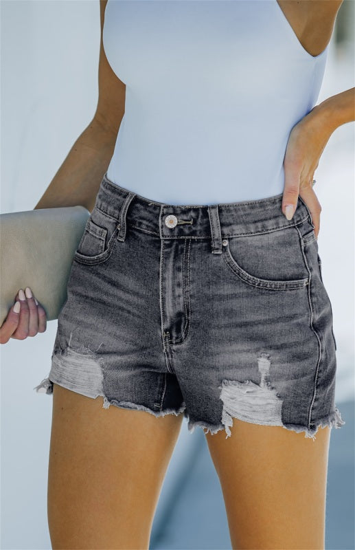 Women's Fashion Distressed Frayed Denim Shorts