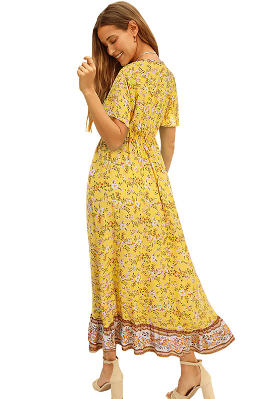 Women's Casual V-Neck Boho Floral Dress