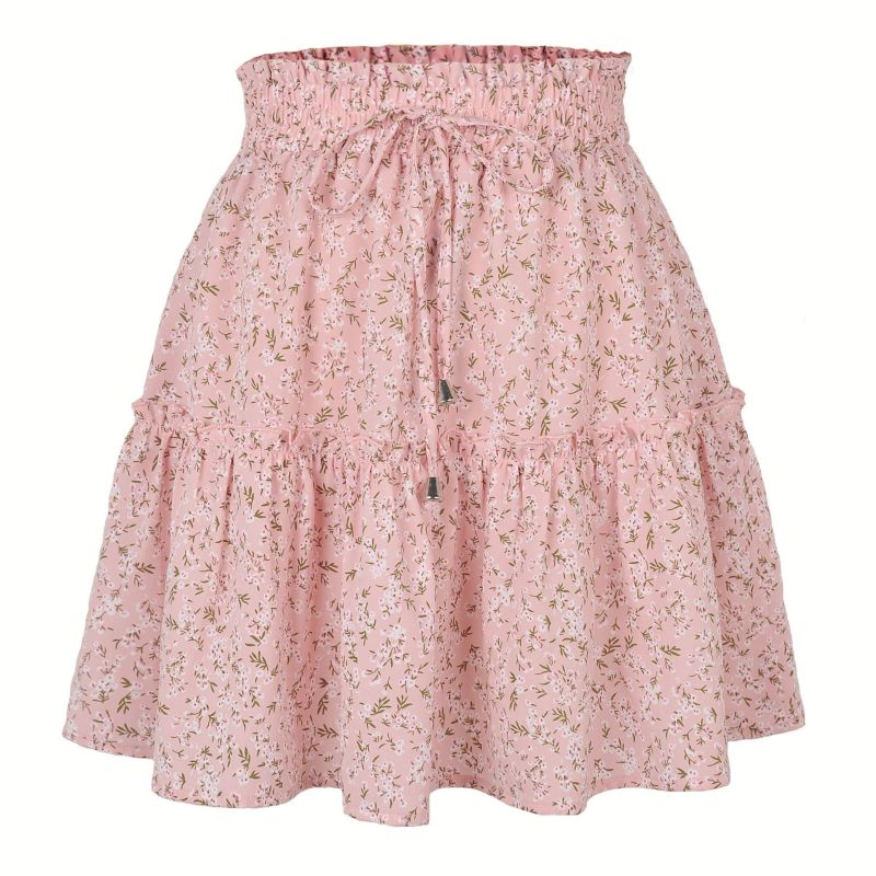 Ladies High Waist Ruffled Floral Printed A-Line Skirt