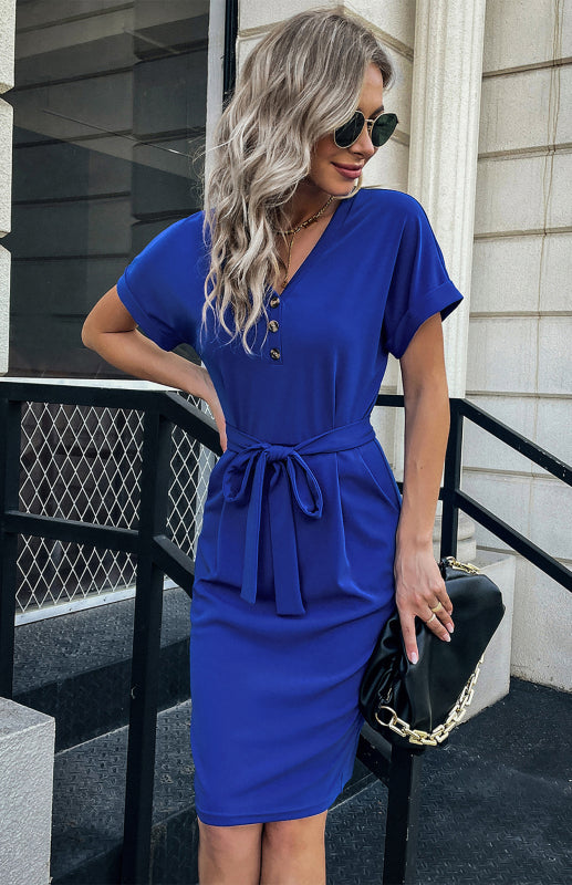 Women's Casual Short Sleeve Solid Color Dress