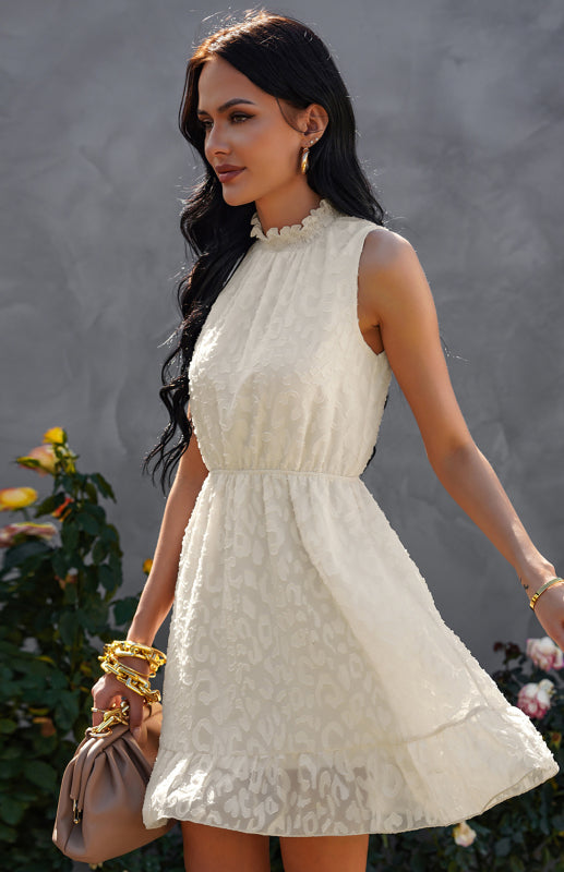 Ladies Spring Summer Fashion Chiffon Lace Jacquard Dress