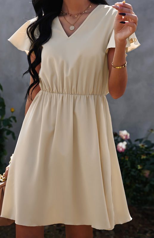 Women's V-Neck Embroidered Chiffon Backless Dress