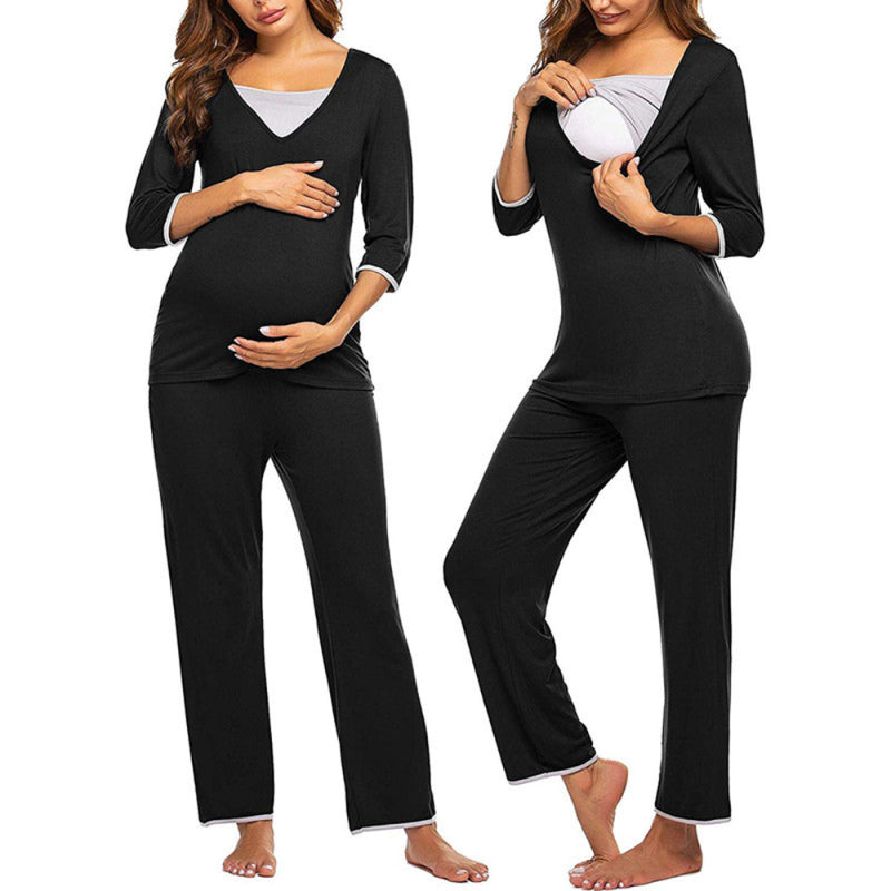 Maternity Soft Maternity Nursing Nursing Pajamas Set