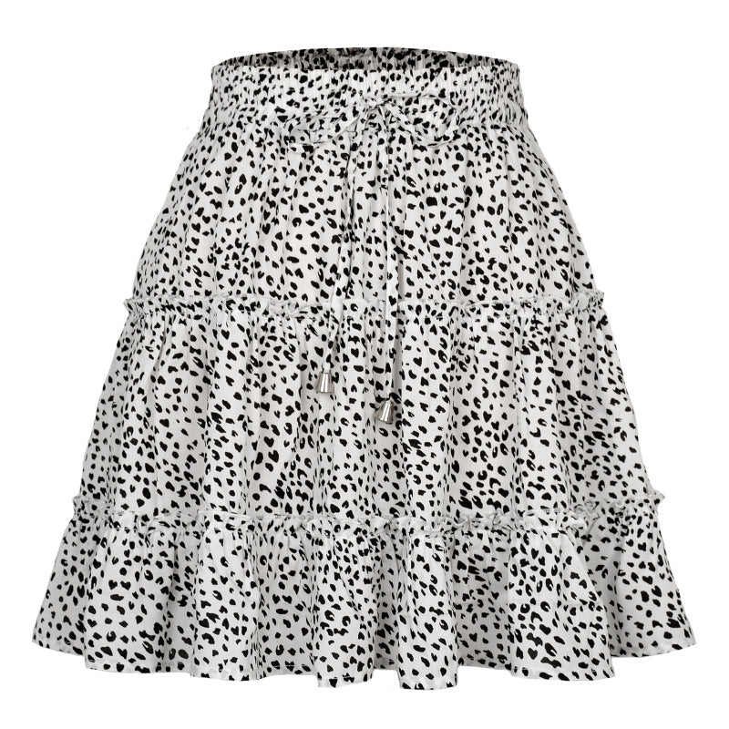 Ladies High Waist Ruffled Floral Printed A-Line Skirt