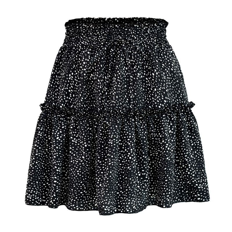 Ladies High Waist Ruffled Floral Printed A-Line Skirt