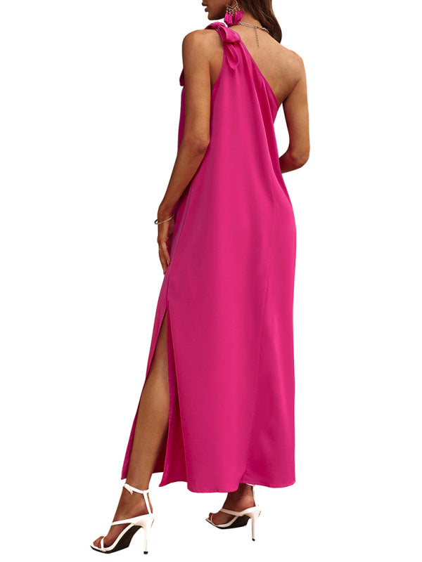 Women's fashion one shoulder chiffon dress