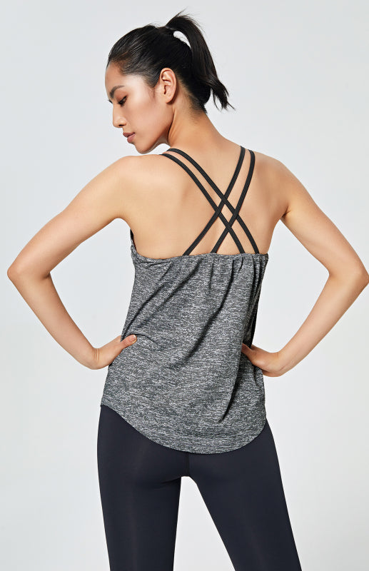 Yoga Suit Quick Drying Breathable T-Shirt With Bra Sleeveless Suspender Ves