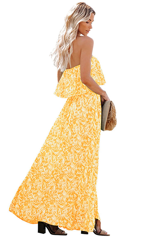 Women's Floral Ruffle Wrap Dress Maxi Dress