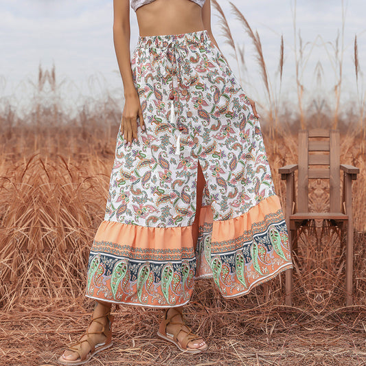 Women's Bohemian Paisley Resort Maxi Skirt