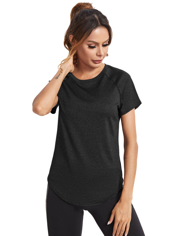 Back Inverted Triangle Stitching Curved Pendulum Quick-Drying T-Shirt Women