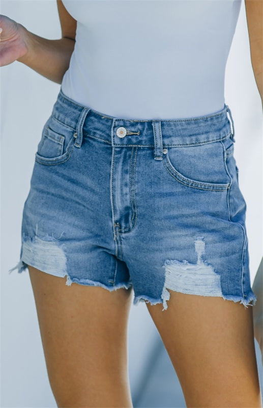 Women's Fashion Distressed Frayed Denim Shorts