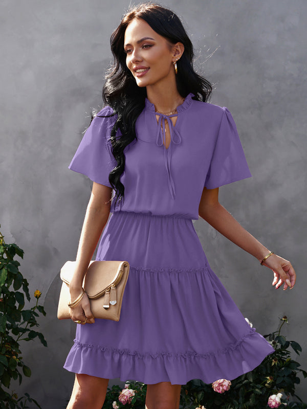 Women's high neck loose Ruffle Dress