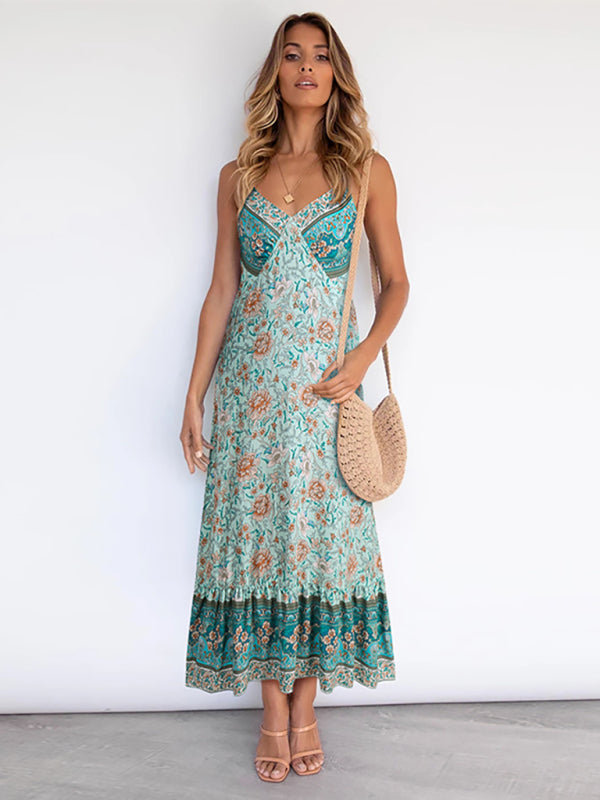 Women's Bohemian suspender Floral Dress