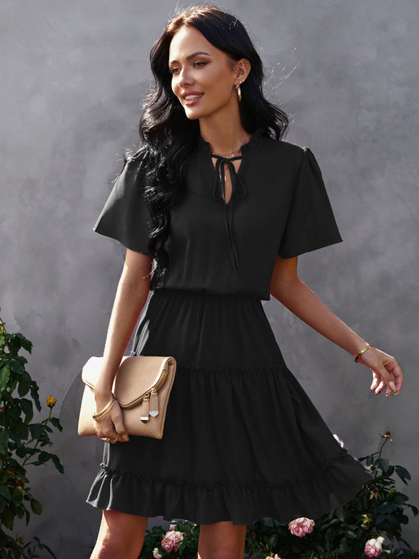 Women's high neck loose Ruffle Dress