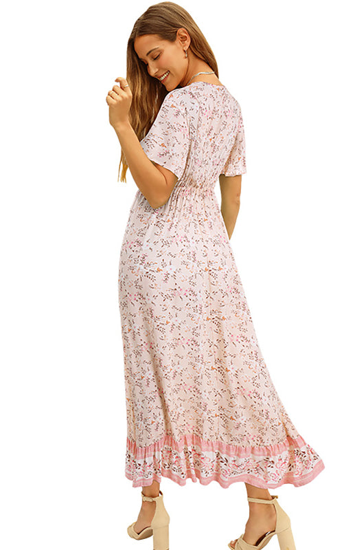 Women's Casual V-Neck Boho Floral Dress