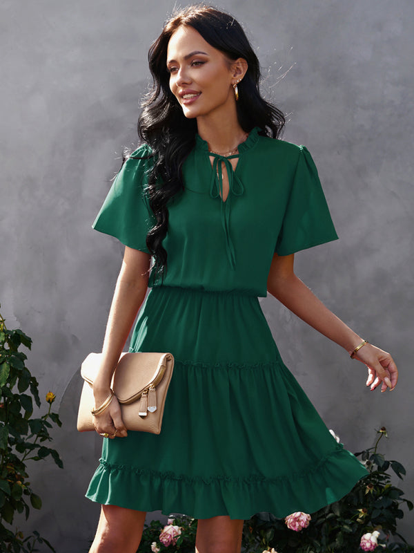 Women's high neck loose Ruffle Dress