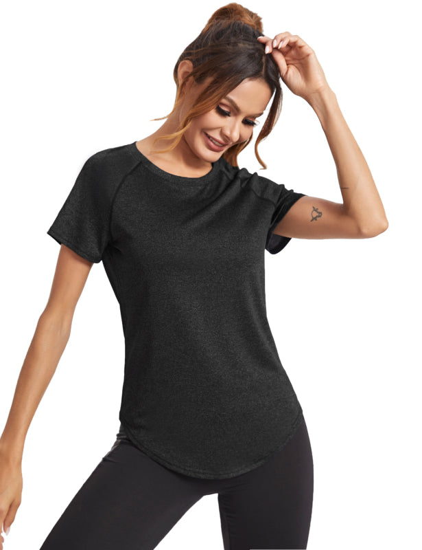 Back Inverted Triangle Stitching Curved Pendulum Quick-Drying T-Shirt Women